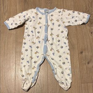 Vintage Baby Baseball Footie Button Up